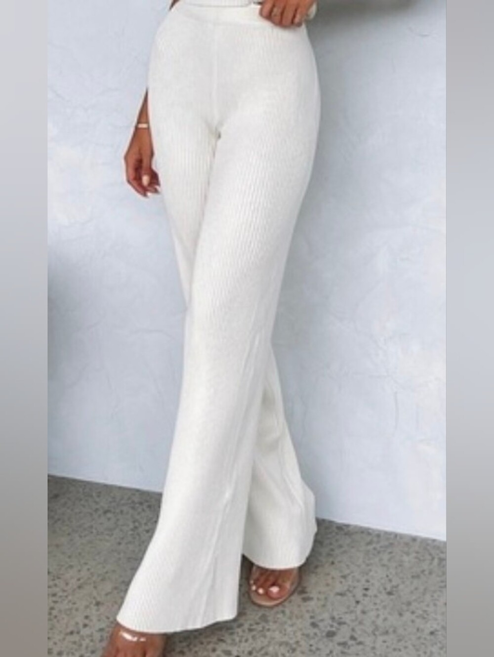 White Fox Knit Wide-leg Lounge ready comfy Pants, 2"elastic Waistband,Sz: S, NWT